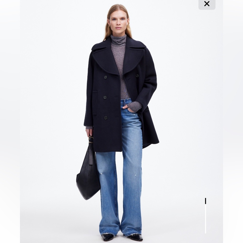 Madewell Deep Blue  Oversized-Collar Peacoat in Insuluxe Fabric